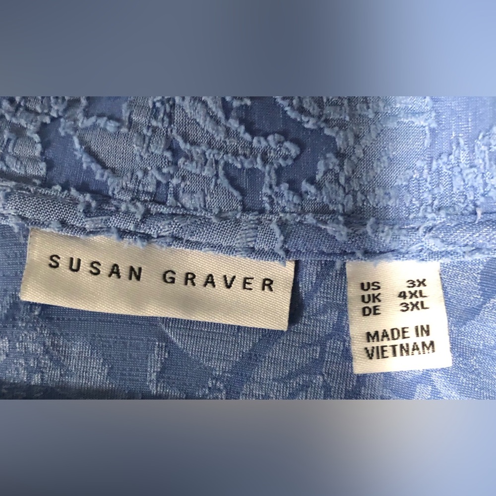 Susan Graver 3x Light Blue Burnout Cadigan - Picture 5 of 7